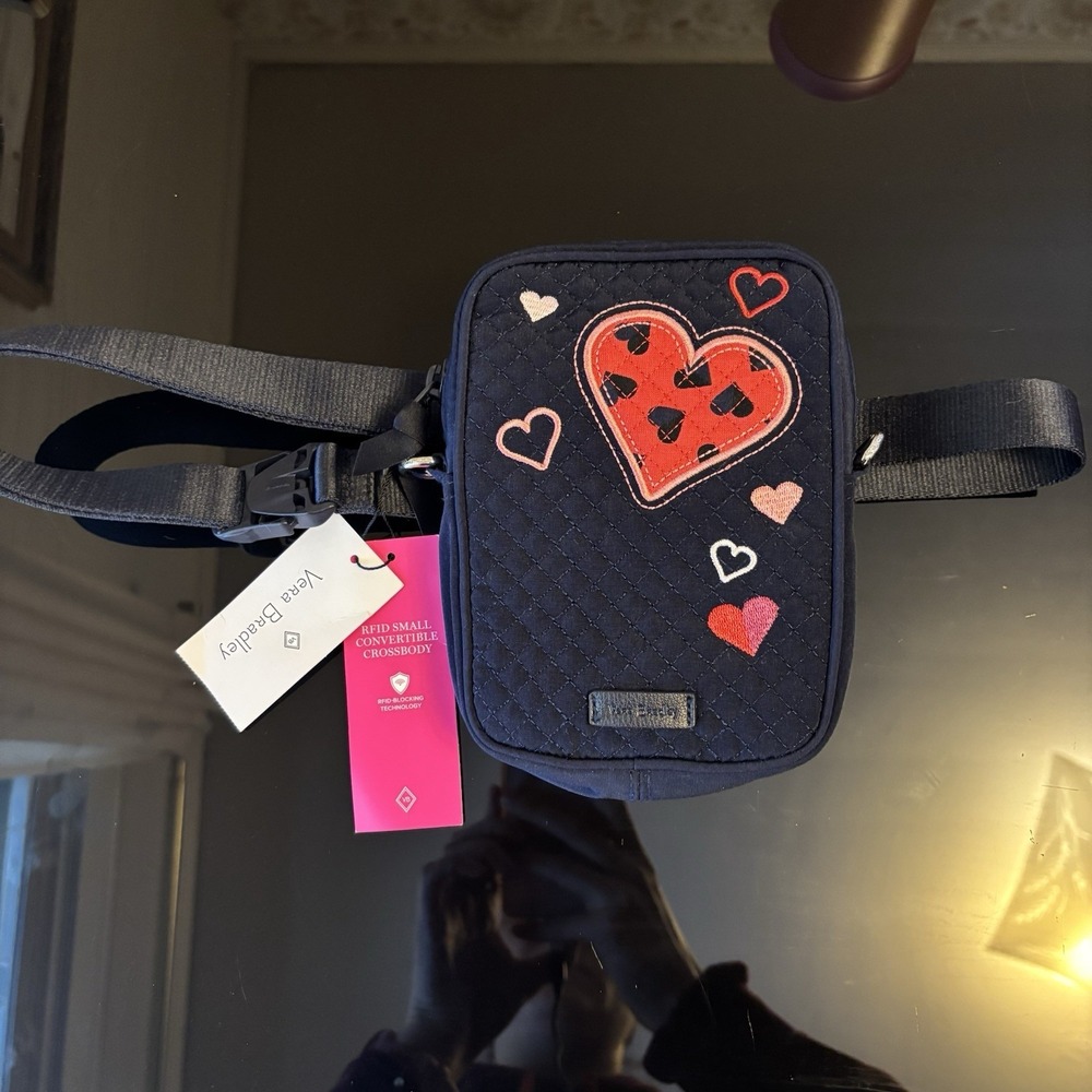 NEW Vera Bradley RFID Small Convertible Crossbody Embroidered‎ Hearts Belt Bag